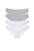 4 adet Süper Eko Set Likralı Kadın Slip Külot Gri Beyaz thumbnail 1