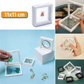 BUFFER® 11x11cm Standlı 3D Takı Ziynet Hatıra Koleksiyon Saklama Kutusu Şeffaf Film Çerçevesi - 1