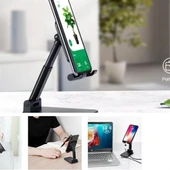 BUFFER® Siyah Aynalı Cep Telefonu Sabitleyici Stand Katlanabilir Ayarlanabilir Telefon Standı - 8
