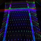 BUFFER® 1x2 Metre Dekoratif File Ağ Perde 192 LED 8 Animasyonlu Farklı Işık Modu RGB Fişli - 6