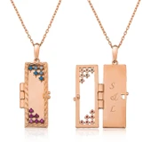 ​Gümüş Rose Kapaklı Kişiye Özel Kolye thumbnail 1