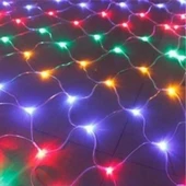 BUFFER® 1x2 Metre Dekoratif File Ağ Perde 192 LED 8 Animasyonlu Farklı Işık Modu RGB Fişli - 8