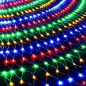 BUFFER® 1x2 Metre Dekoratif File Ağ Perde 192 LED 8 Animasyonlu Farklı Işık Modu RGB Fişli - 2