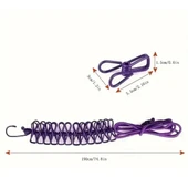 BUFFER® Taşınabilir Seyahat Çamaşır İpi 12 Mandallı Klipsli Lastikli Çamaşır Mandalları thumbnail 5