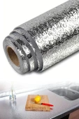 BUFFER® Rulo Gümüş Alüminyum Folyo Duvar Kağıdı, Kendinden Yapışkanlı Raf İçi, Su Geçirmez Folyo  2 mt x 60 cm - 6