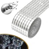 BUFFER®1 Metre Uzunluğunda Gümüş Renk Aynalı Mozaik Taşlı Dekor Bandı 4 cm x 1 mt thumbnail 1