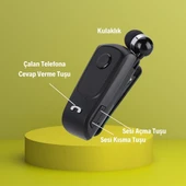BUFFER® Telefon Bağlantılı Makaralı Kulaklıklı Bluetooth Kulaklık - 3