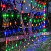 BUFFER® 1x2 Metre Dekoratif File Ağ Perde 192 LED 8 Animasyonlu Farklı Işık Modu RGB Fişli - 1