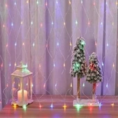 BUFFER® 1x2 Metre Dekoratif File Ağ Perde 192 LED 8 Animasyonlu Farklı Işık Modu RGB Fişli - 4
