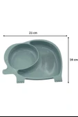 BUFFER® Bebek ve Çocuk için Sevimli Fil Model Desenli Yemek Bebek Mama Kabı Bölmeli Tabak - 4