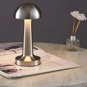 BUFFER® Mantar Model Silver Renk Şarjlı Dokunmatik 3 Renkli LED Masa Lambası - 5