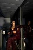 PUL PAYET 3 LÜ TAKIM - CEKET-BÜSTİYER-PANTOLON - Bordo - 3