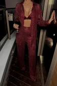 PUL PAYET 3 LÜ TAKIM - CEKET-BÜSTİYER-PANTOLON - Bordo - 2