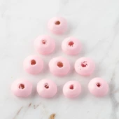 Loren 10 Adet Pembe Yassı Ahşap Boncuk thumbnail 1