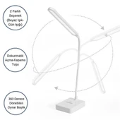 BUFFER® İnce Uzun USBli Dokunmatik 3 Kademeli 360 Derece Özel Göz Korumalı led Lityum Masa Lambası - 4