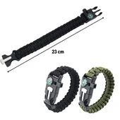 BUFFER® 5'i 1 Arada Çok Fonksiyonlu Hayatta Kalma Bilekliği Pusula, Düdük, Çakmak Taşı ve Şemsiye İpi Bileklik - 5