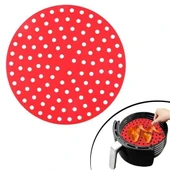 BUFFER® Renkli Isıya Dayanıklı Yıkanılabilir Silikon Fırın Ve Airfryer Yuvarlak Pişirme Matı 23 Cm - 1