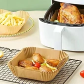 BUFFER® 100 Adet Air Fryer Pişirme Kağıdı Tek Kullanımlık  Gıda Yağlı Kağıdı Kare Tabak Model - 2