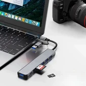 BUFFER® 8 in 1 Usb Çevirici Notebook Macbook Type-C Uyumlu Görüntü Aktarıcı Hub - 5