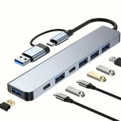 BUFFER® 8 in 1 Usb Çevirici Notebook Macbook Type-C Uyumlu Görüntü Aktarıcı Hub - 1