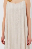 Askılı Uzun Çan Elbise - Natür thumbnail 4