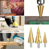 BUFFER® 3 Parça Kademeli Matkap Ucu Paslanmaz Uç Alüminyum Sac Demir Delme Seti thumbnail 1