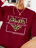 Kadın Uzun Kollu Bisiklet Yaka Desenli Viskon Iki Iplik Bluz thumbnail 2