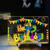 BUFFER® LED Işıklı Kendiliğinden Renkli Fosforlu Kalemli Dikdörtgen Yazı Panosu 20x30 cm thumbnail 2