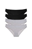 4 adet Süper Eko Set Likralı Kadın Slip Külot Siyah Gri thumbnail 1