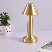 BUFFER® Çatı Model Gold Renk Şarjlı Dokunmatik 3 Renkli LED Masa Lambası - 1