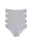4 adet Süper Eko Set Likralı Kadın Slip Külot Gri thumbnail 1