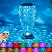 BUFFER® Balık Süzgeç Model USB Şarjlı Kumandalı 16Farklı Işık Modlu Masa Üstü Kristal Akrilik Led - 1