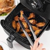 BUFFER® Siyah Isıya Dayanıklı Yıkanılabilir Silikon Fırın Ve Airfryer Kare Model Pişirme Matı 21,5 Cm thumbnail 2