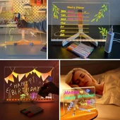 BUFFER® LED Işıklı Kendiliğinden Renkli Fosforlu Kalemli Dikdörtgen Yazı Panosu 20x30 cm thumbnail 5