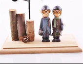 BUFFER® Pilli Işıklı Romantik Çift Tema Büyük Boy Dekoratif Ahşap Biblo thumbnail 6