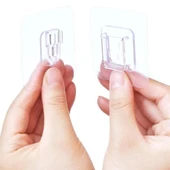 BUFFER® Eşya Sabitleme Askısı 10 Çift Şeffaf Çift Taraflı Yapışkanlı Geçmeli Klips - 6