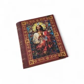 İsa Mesih Kutsal Kalp Dekoratif Saklama Kutusu - Vitray Sanat Tasarımlı Dini Hediye Kutusu thumbnail 1