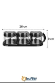 BUFFER® Siyah 3lü Standlı Kapaklı Kaşıklı Cam Hava Sızdırmaz Baharatlık Takımı KC-386 thumbnail 8