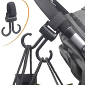 BUFFER® 2li Bebek Arabasına Uyumlu Cırtlı  Eşya Taşıma Aparatı 360 Derece Dönebilen Plastik Kanca - 1