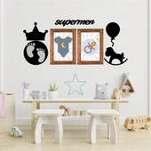 BUFFER® DECO103 Supermen Dekoratif Duvar Süsü Tablo Aksesuar Ahşap Tasarım Hediye Pano Sticker Seti thumbnail 5
