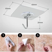 BUFFER® Süper Güçlü Yapışkanlı Suya Dayanıklı Şeffaf Askı 5li Set Yeniden Kullanılabilir Kancalar thumbnail 5