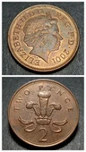 Escoines 3996368af4952dc3b3 2001 İngiliz sterlini two pence 2 peni Bakır kaplamalı çelik ççt+ para - 1