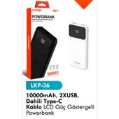Lkb36 10000 Mah Taşınabilir dahili 2x USBkablolu TYPE c LED gösterge powerbank thumbnail 2