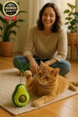Yeni Nesil Eğlenceli Döner Mekanizmalı Avokado Şeklinde Kedi Naneli ve Mama Hazneli Kedi Oyuncağı - 5