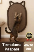 Dekoratif Dayanıklı Zemin Dostu %100 Doğal Jüt İp Kedi Şekilli Duvar Tipi Tırmalama Paspası 40x70cm - 1