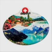 İsviçre Alp Dağları Temalı Oval Magnet thumbnail 1