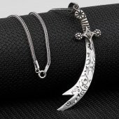 İşlemeli Zülfikar Kılıç Gümüş Kolye thumbnail 2