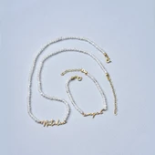 14 Ayar Altın Kaplama Kişiye Özel İsim Yazılı Moonstone (Aytaşı) Doğal Taş Gümüş Kolye - NGS00113 - 7