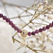 925 Ayar Gümüş Altın Kaplama Doğal Yakut Taşlı Kolye - NGS00114 - 1