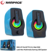 RAMPAGE RMS-G7 FALSETTO 1+1 6 W USB 5V RGB LEDLI Mavi Hoparlör - 1